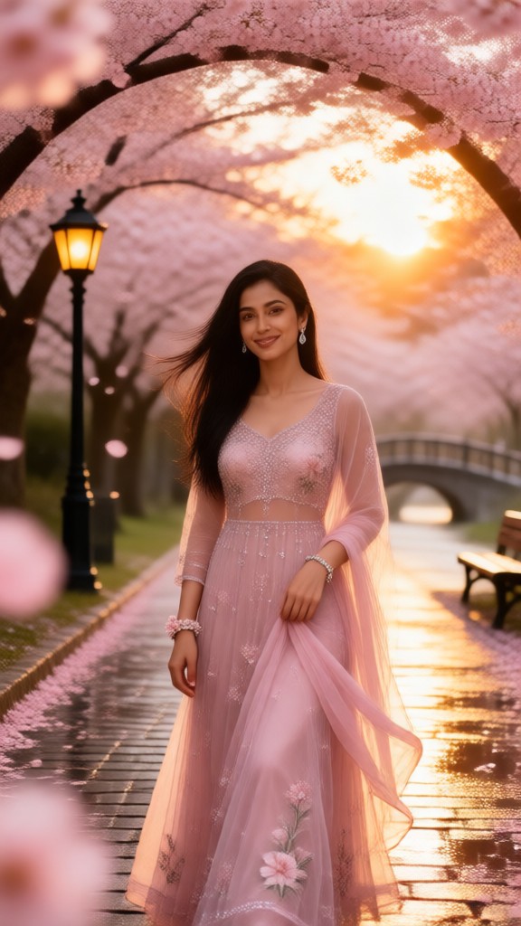 Romantic cherry blossom trees image