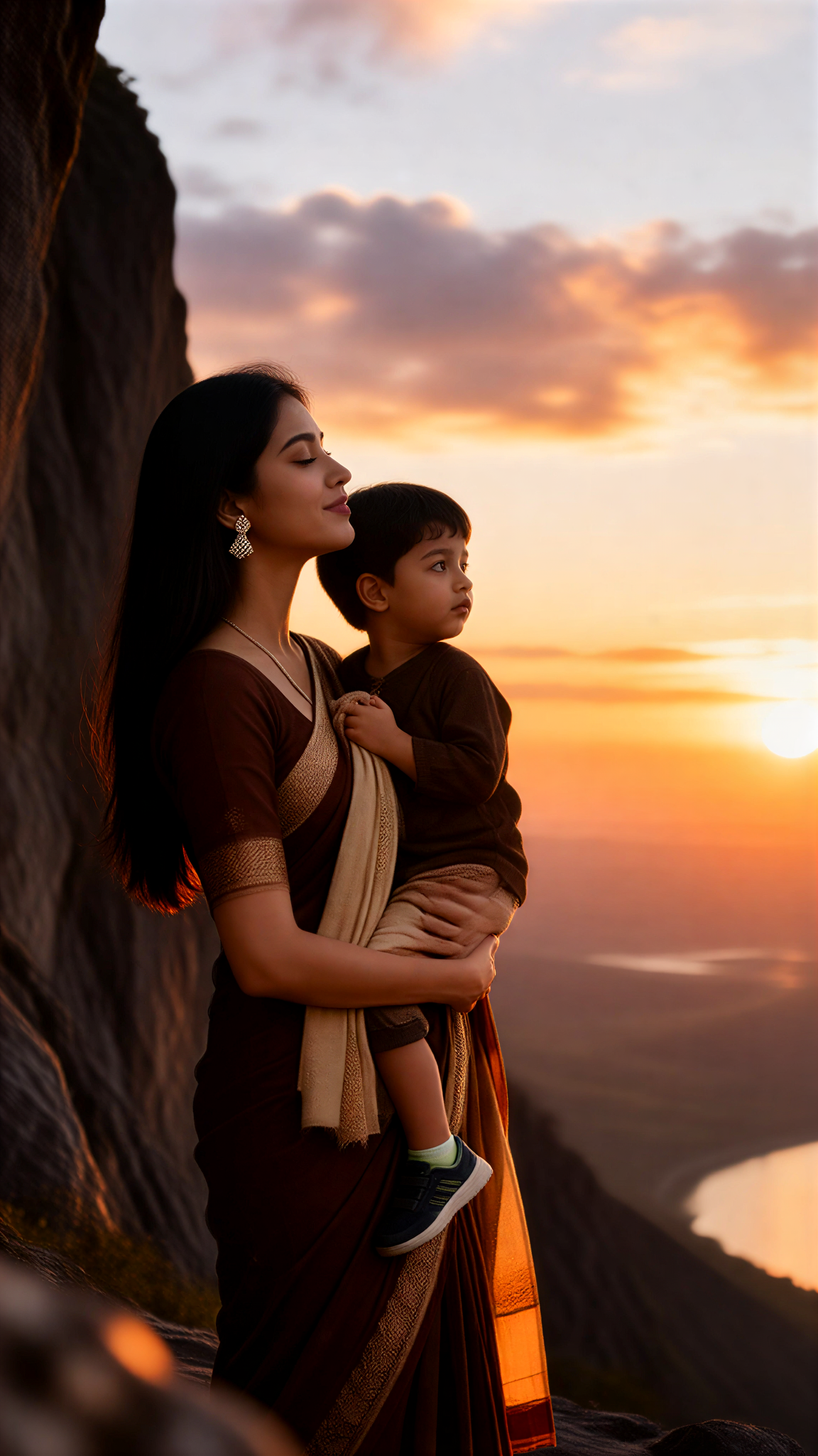 Multicolored Saris in the Sunset image