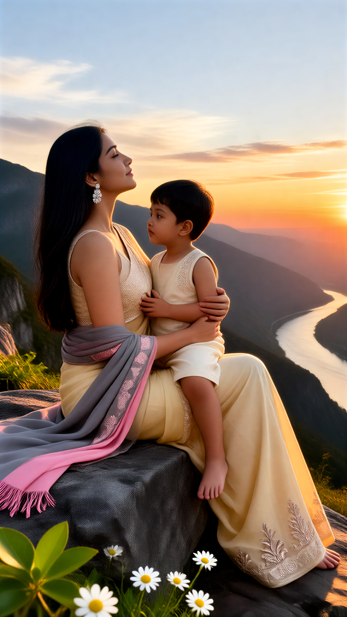 Multicolored Saris in the Sunset image