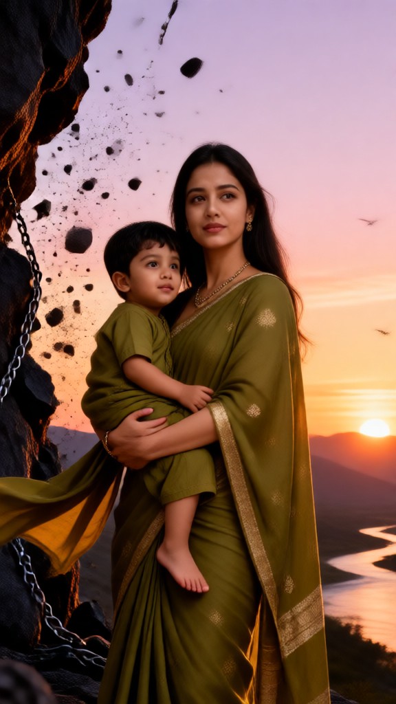 Multicolored Saris in the Sunset image