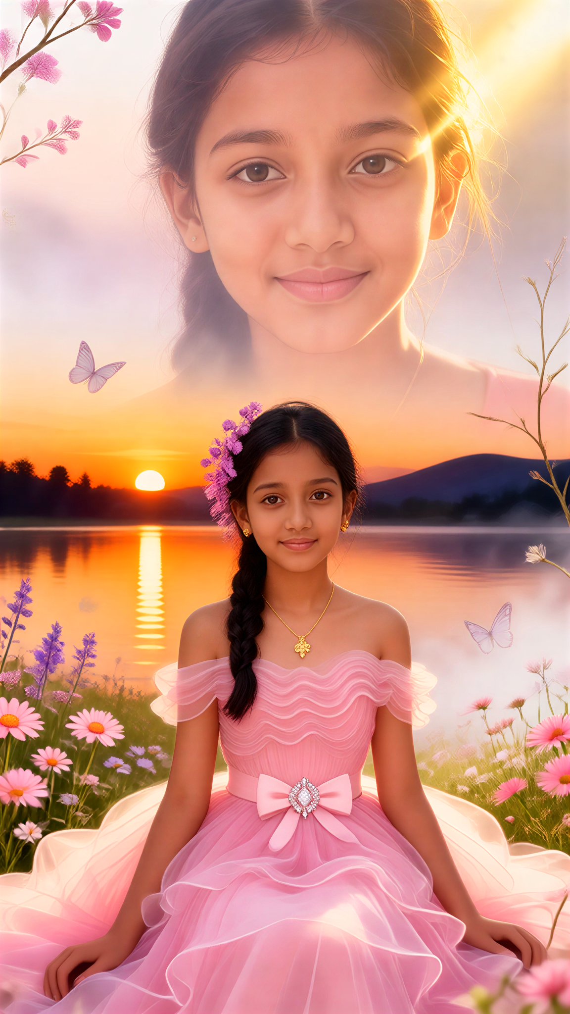 Double-Composition Photography of Pink Princess Dress image
