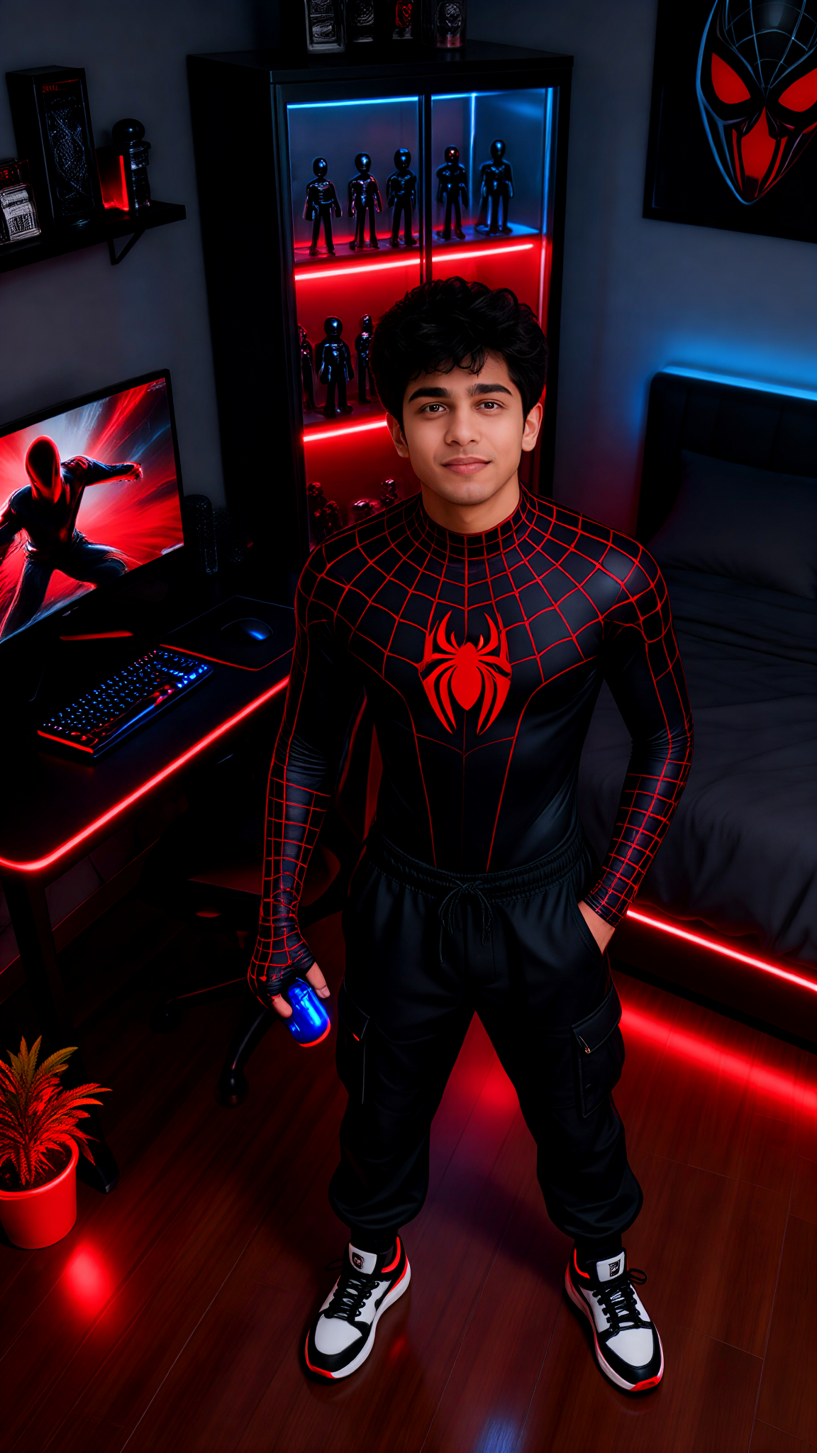 Trendy and Cool Portraits in a Spider-Man Suit Esports Room image