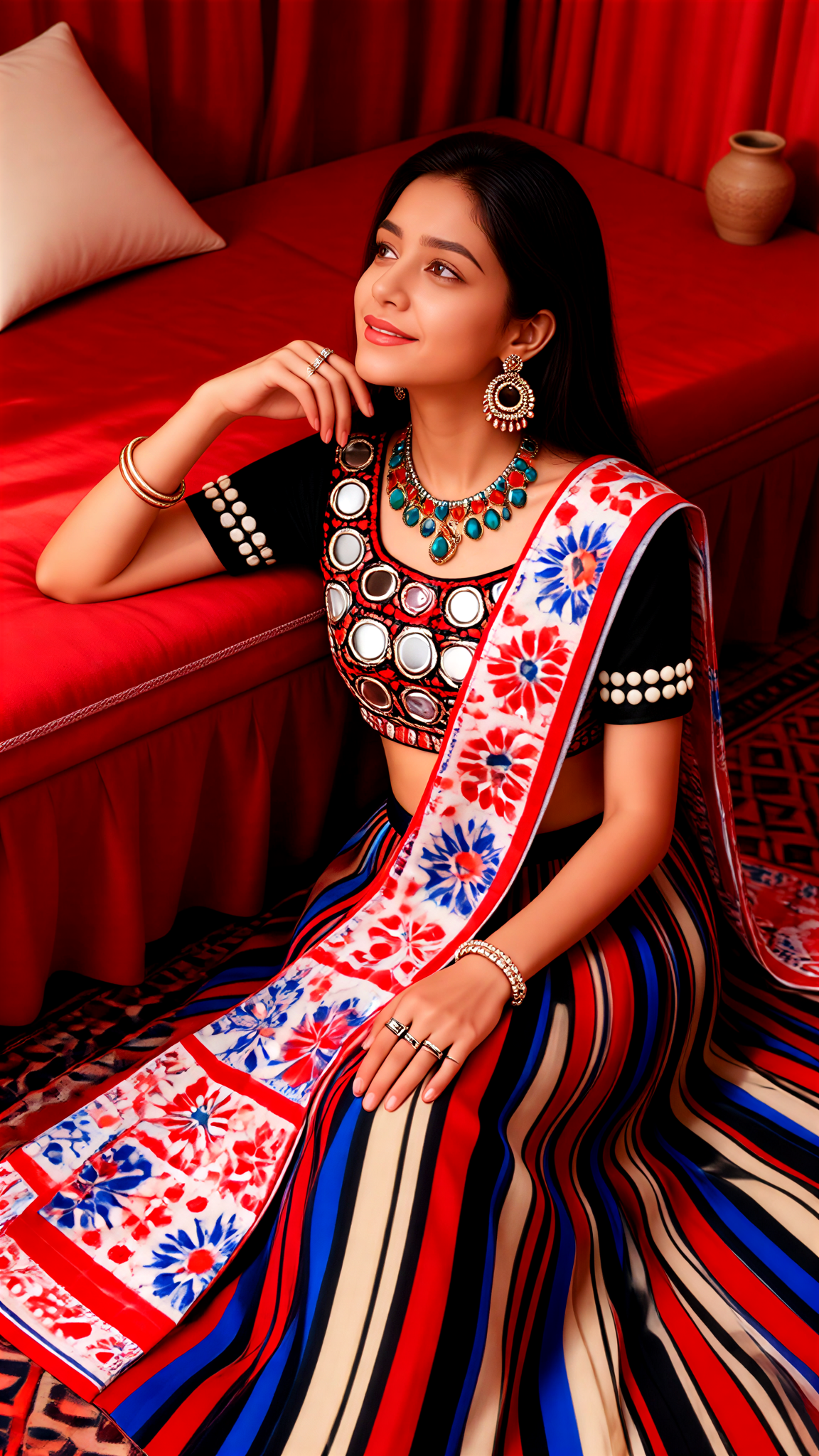 Vintage Contemplative Sari image