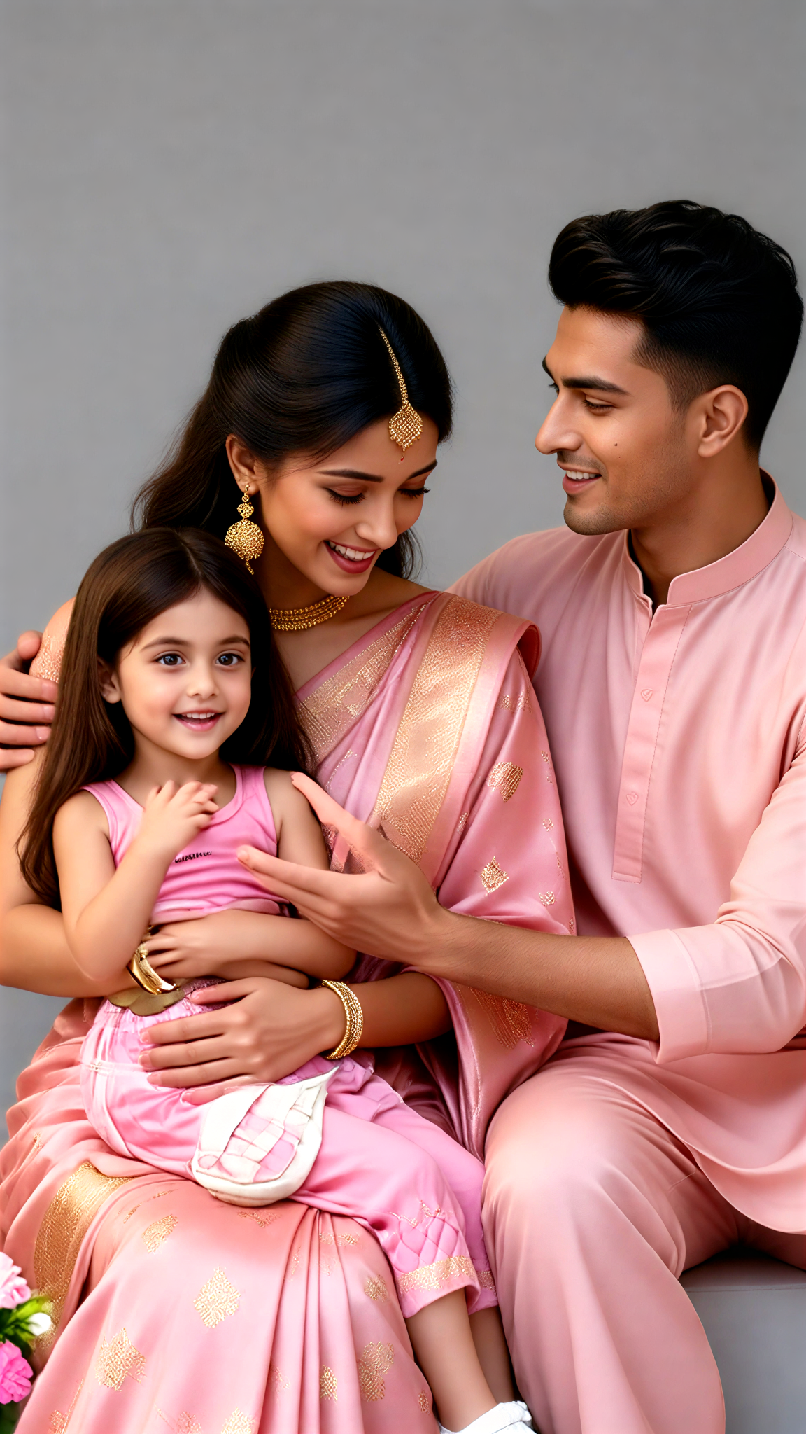 Mom in a Sari: Child Plays with Dad image