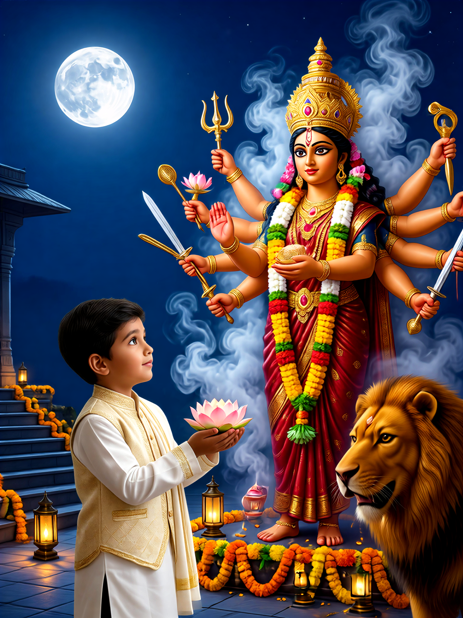 Navratri Moonlit Durga image