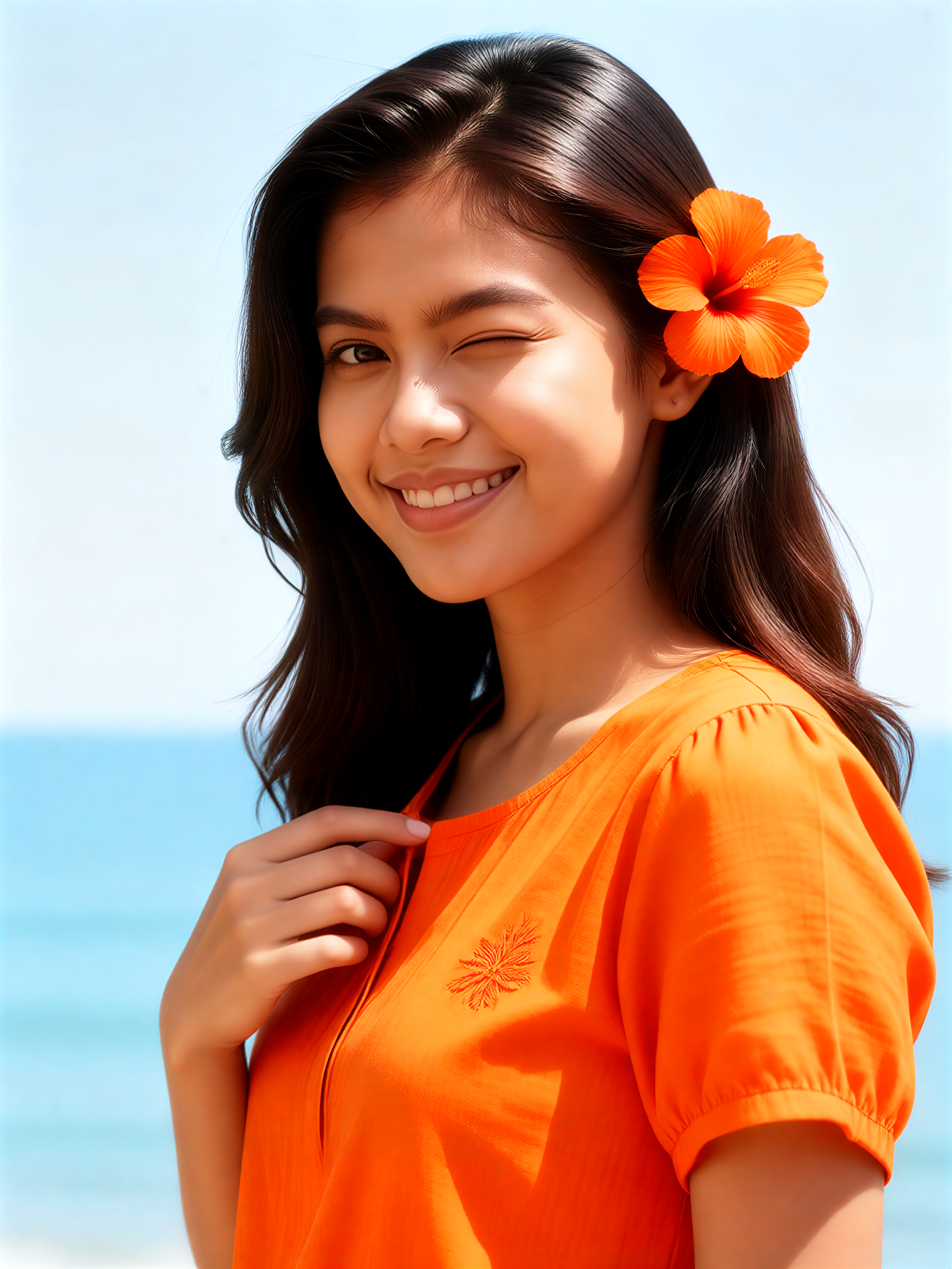 Tangerine Hibiscus Laugh image