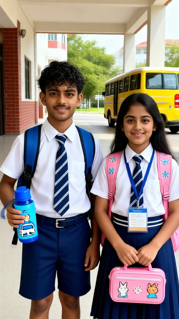 Baby Couple Go To School Together image