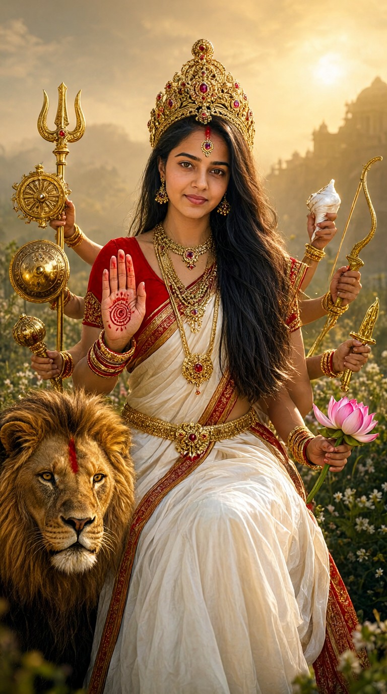 La diosa del festival Navaratri y el león image