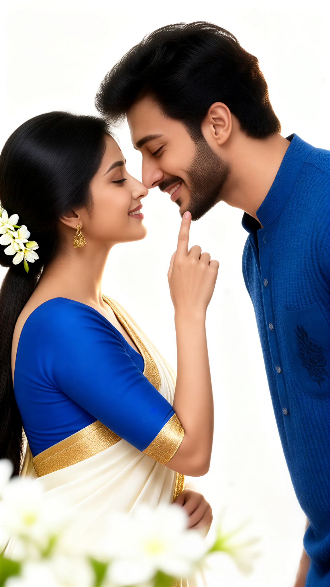 Couple Touching Noses Studio Portrait image