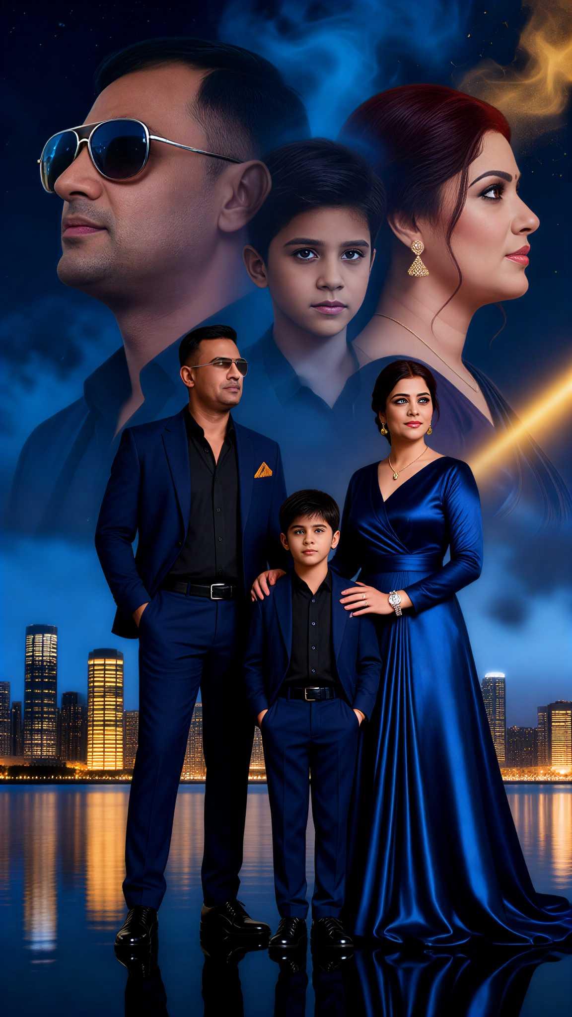 Deep Blue Gown Family Portrait image