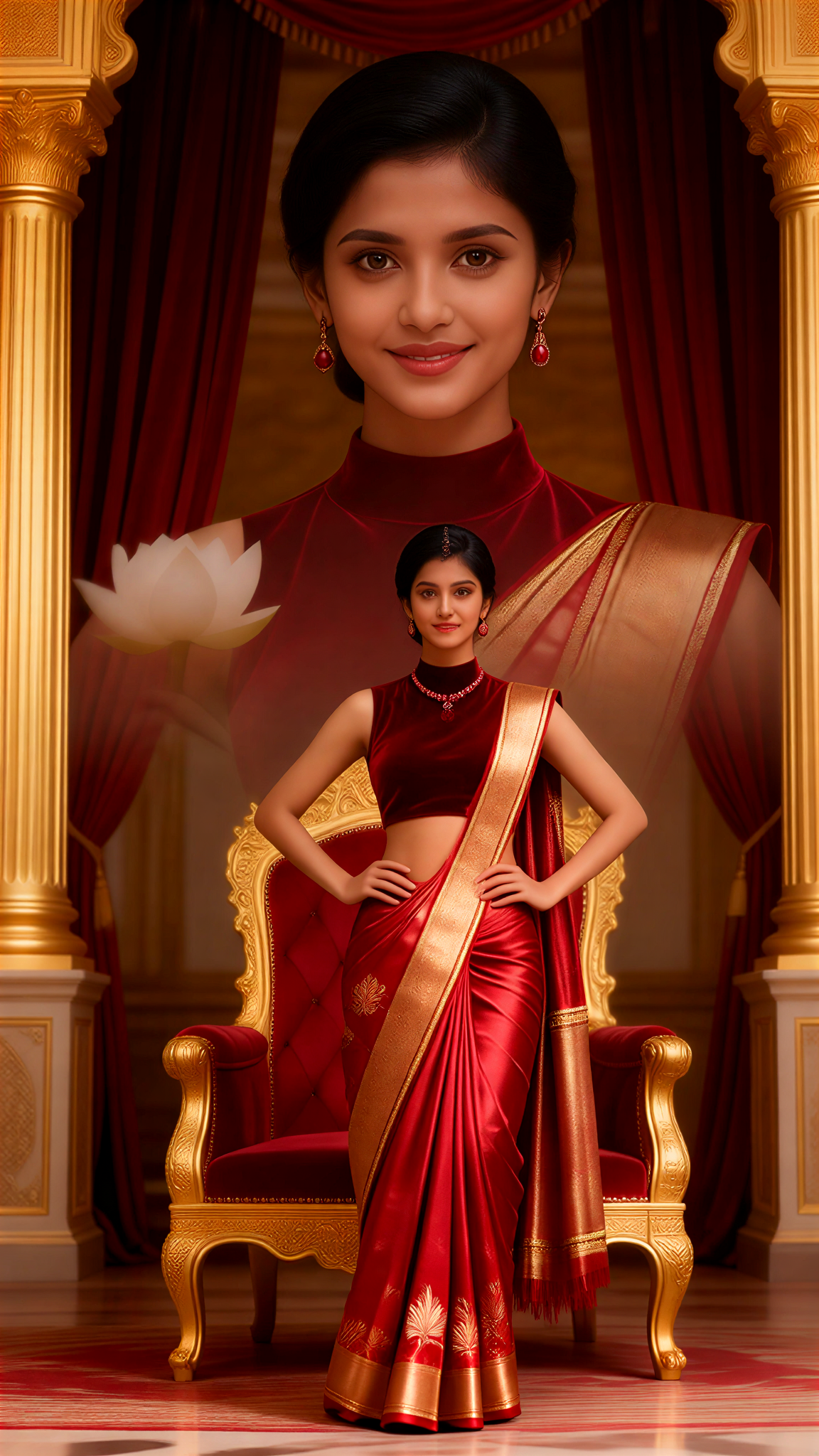 Ruby Throne Couture Sari image