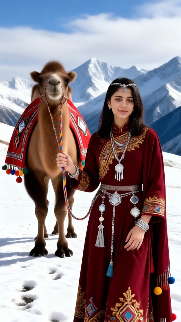 Pic-Beautiful Woman and Camel image