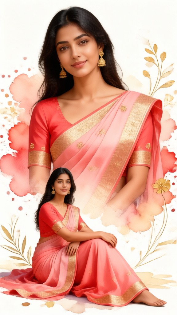 Multicoloured Sari Photo Shoot- image