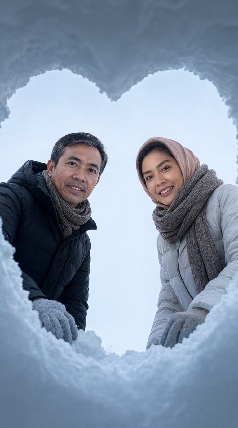 Romantic Couple in the Snow-I image