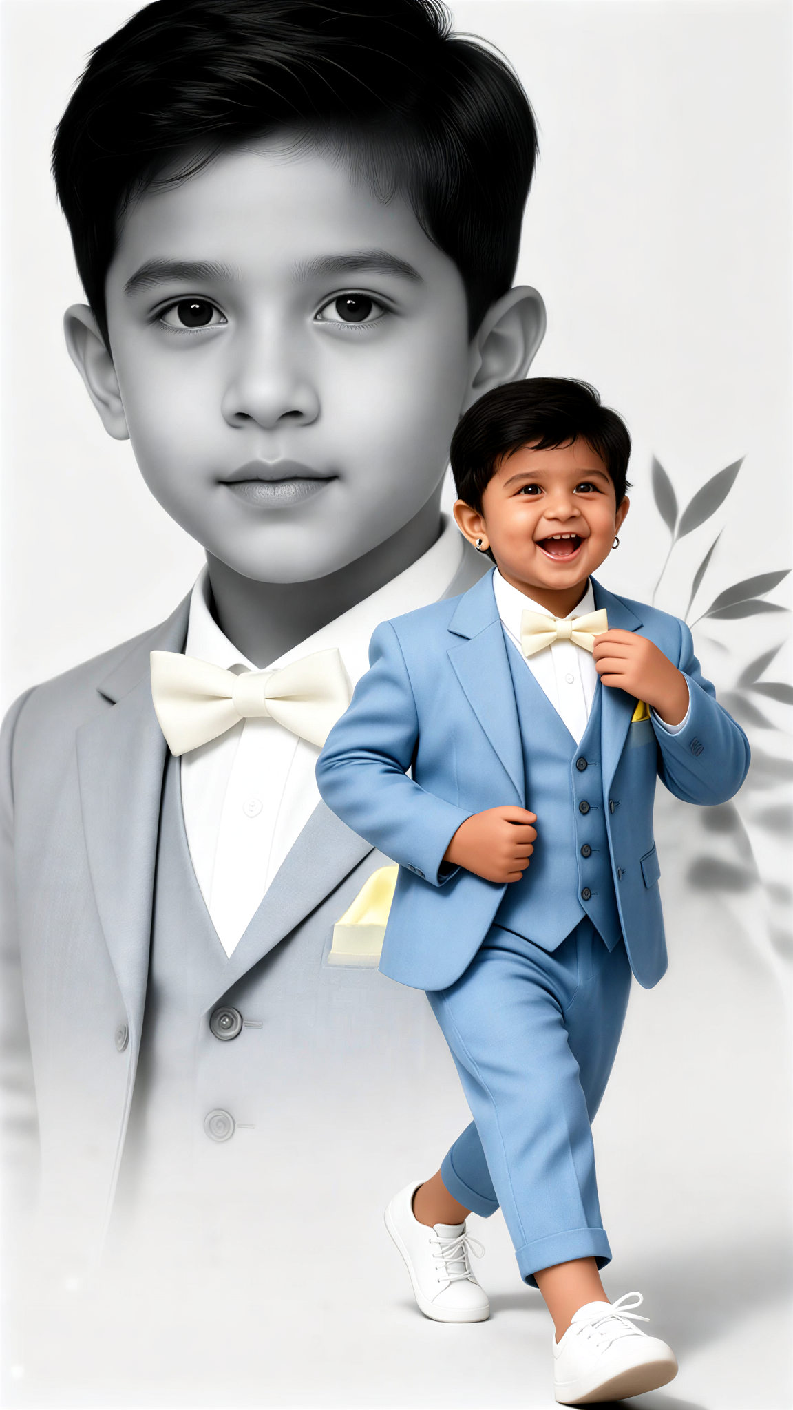 Powder Blue Three-Piece Boy Double Exposure image