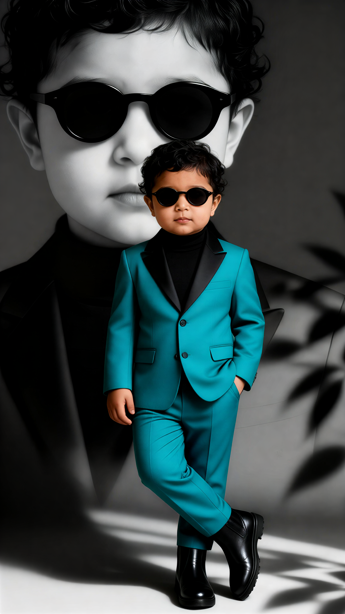 Teal Celebrity Boy Double Exposure image