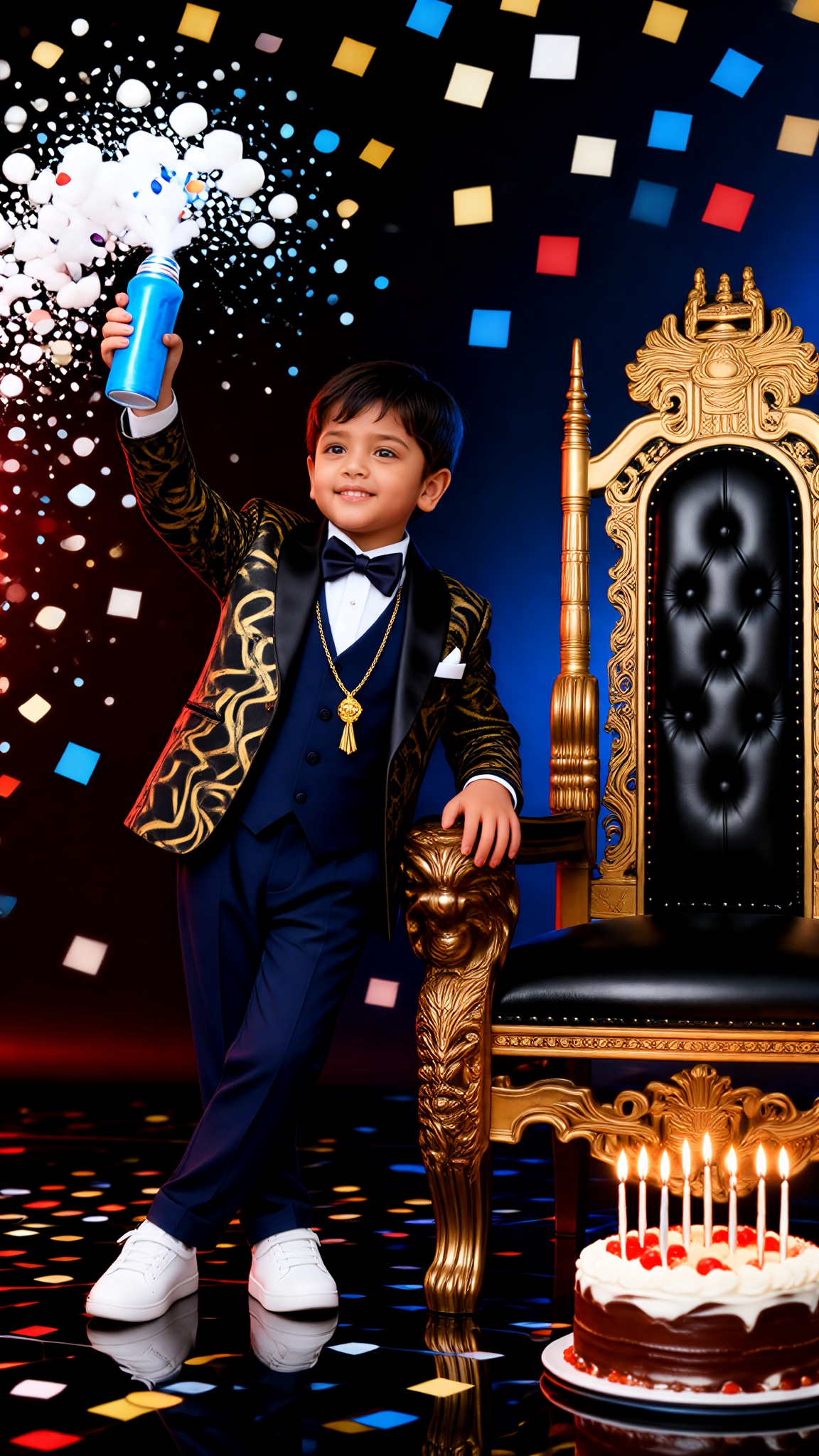 A lavish throne with snow effects to celebrate a birthday image