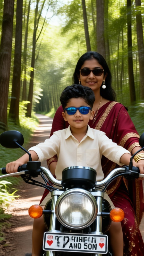 Mother-and-Son Sunglasses and Motorcycle image
