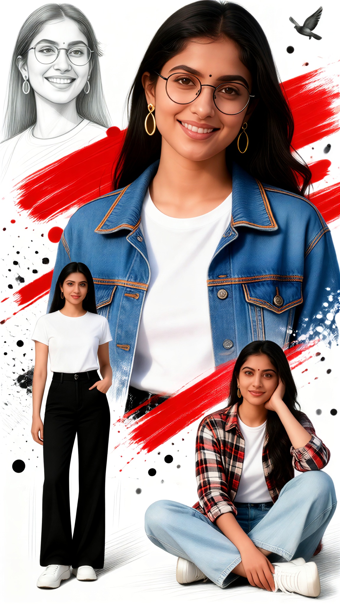 Splash-ink and Color Application with Red Ink image