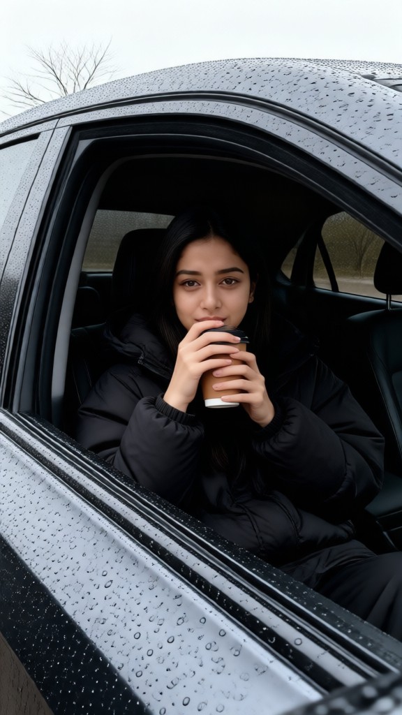 A Girl in Black on a Rainy Day image