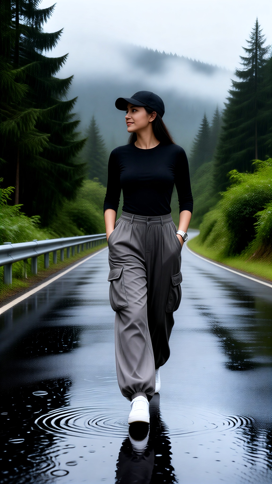 A Girl in Black on a Rainy Day image