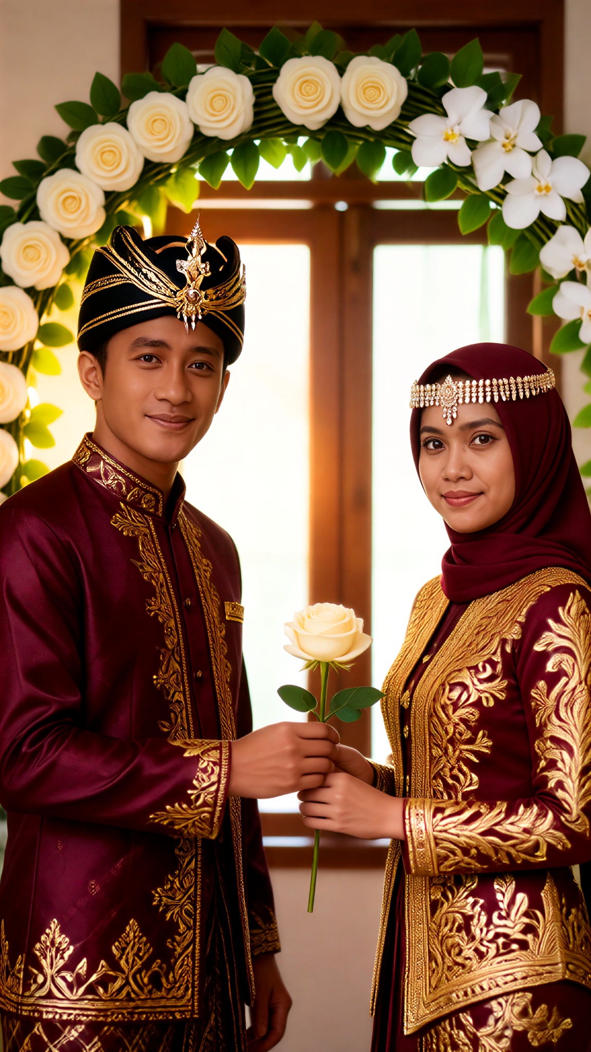 Indonesian Acehnese Hijab Wedding Couple image