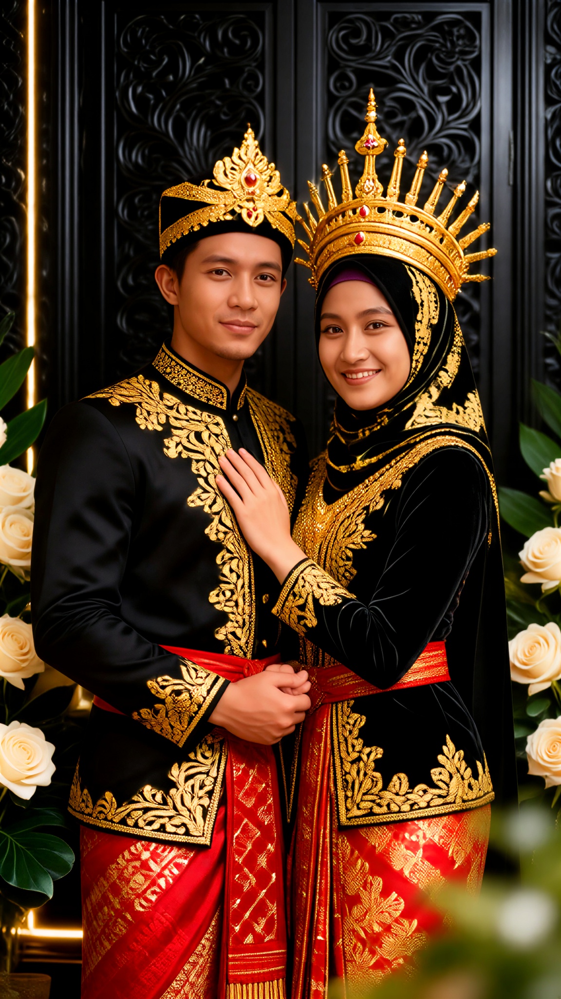 Indonesian Mandailing Hijab Wedding Couple image