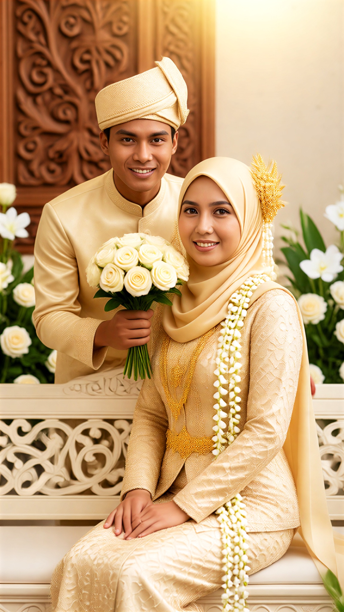 Indonesian Banjar Hijab Wedding Couple image