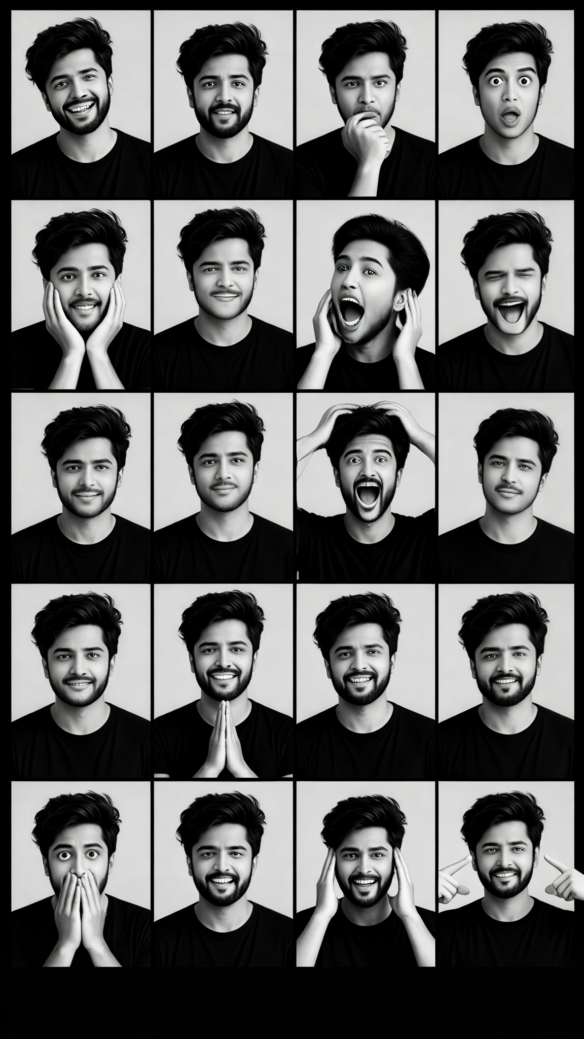 Black and white emoji Nine Blocks portrait image