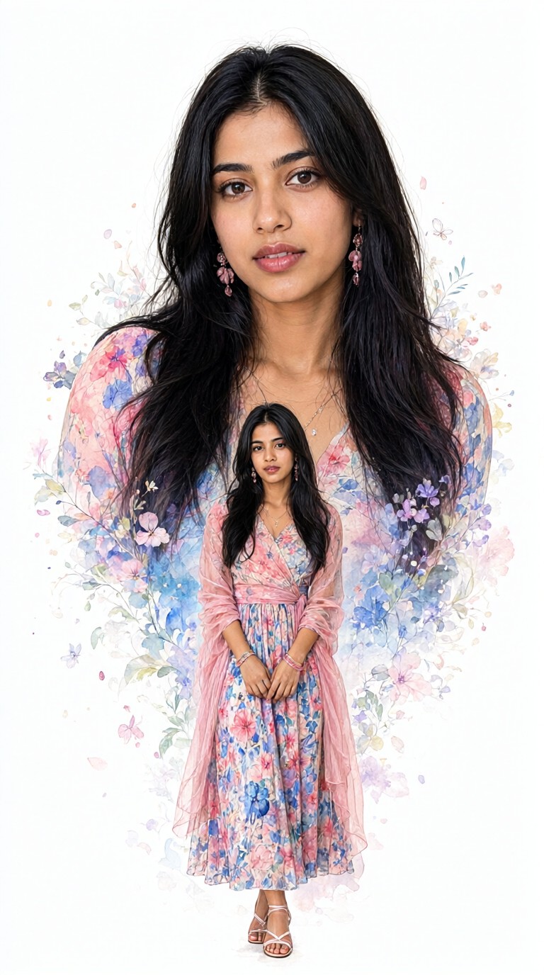 A Double Image of Flowers and Butterflies image