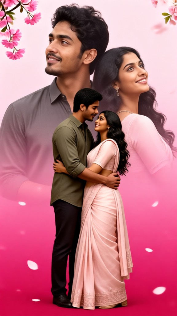 A romantic embrace in a pink setting image