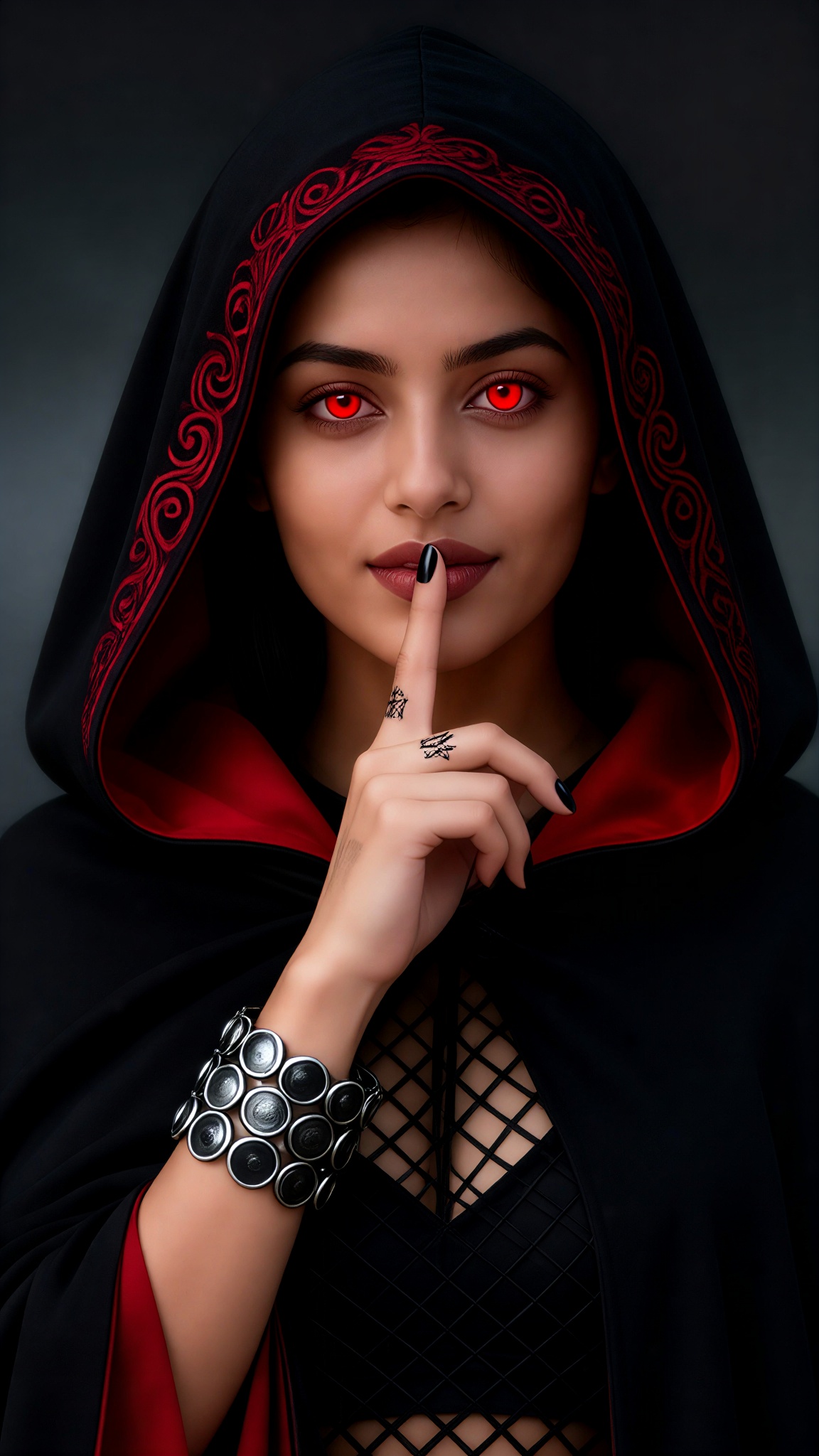 Dunkle Kapuze, rote Augen, Ninja-Stil image