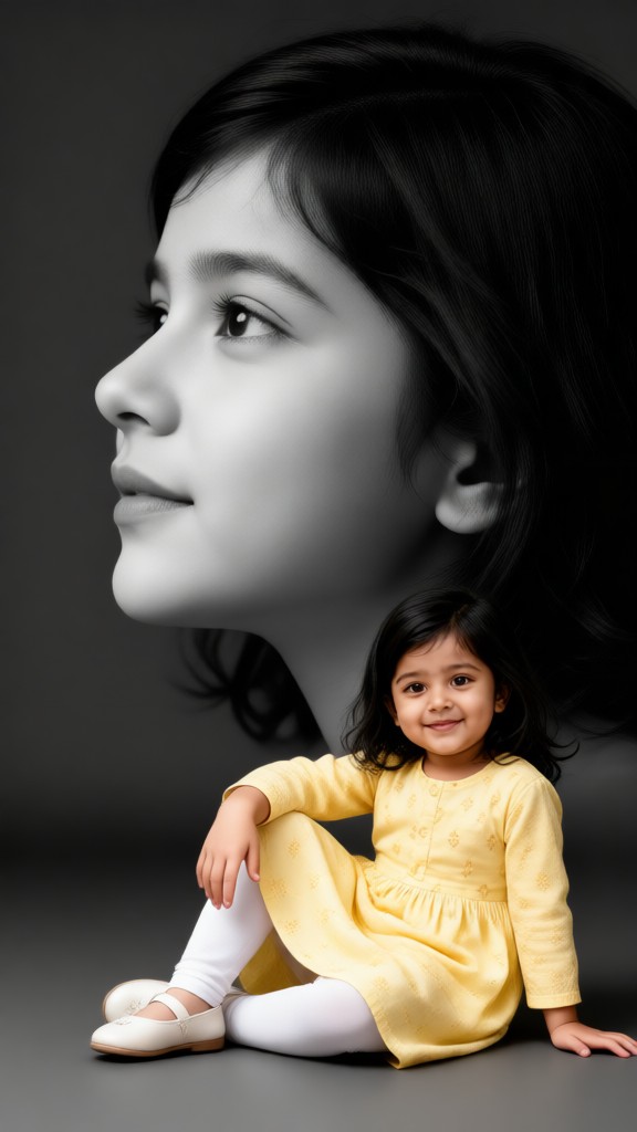 Grayscale Double-Exposure Artistic Portraits image