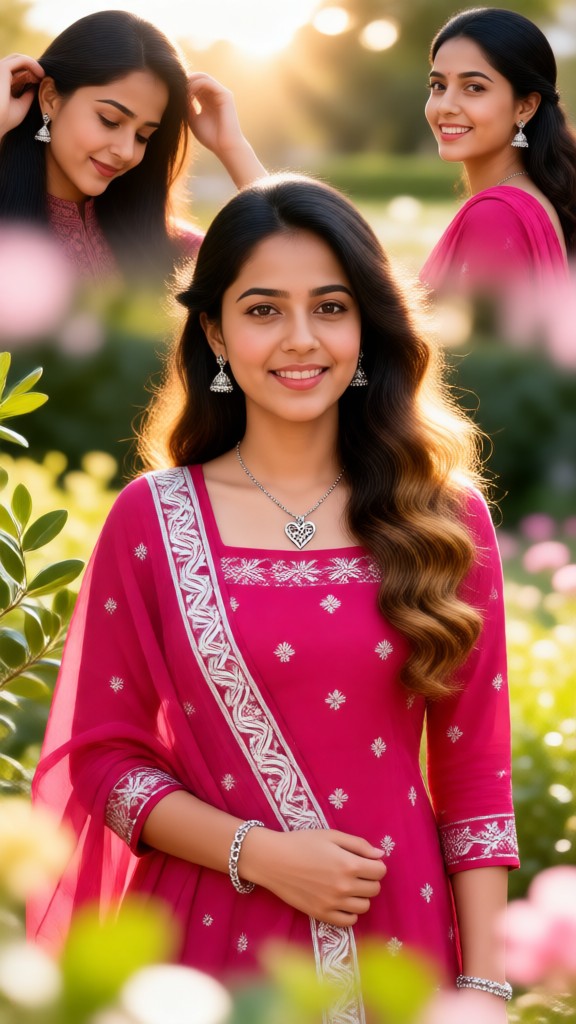Cheerful Girl on a Green Lawn image