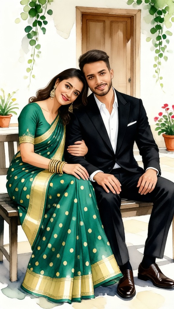 Green Saree Shoulder Rest image