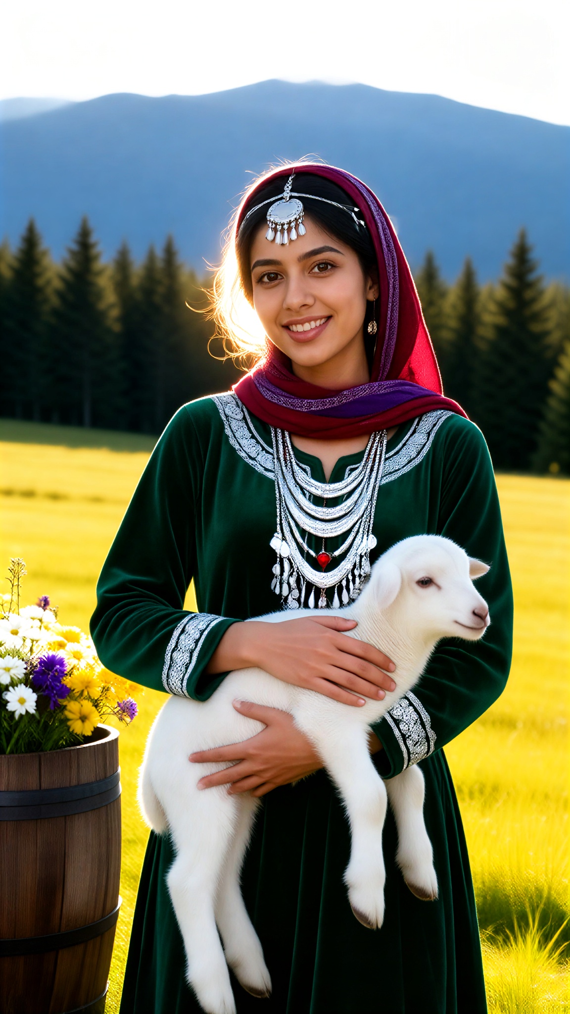 Photos of a Little Lamb on a Snowy Mountain image