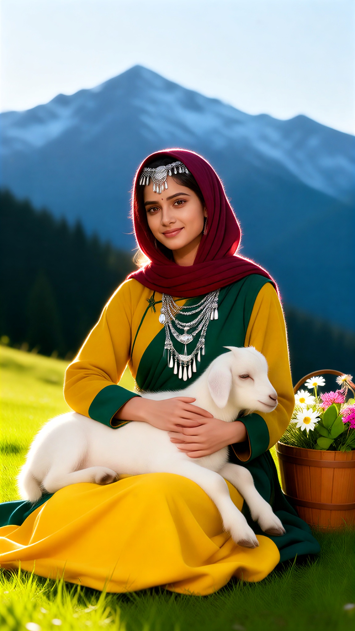 Photos of a Little Lamb on a Snowy Mountain image