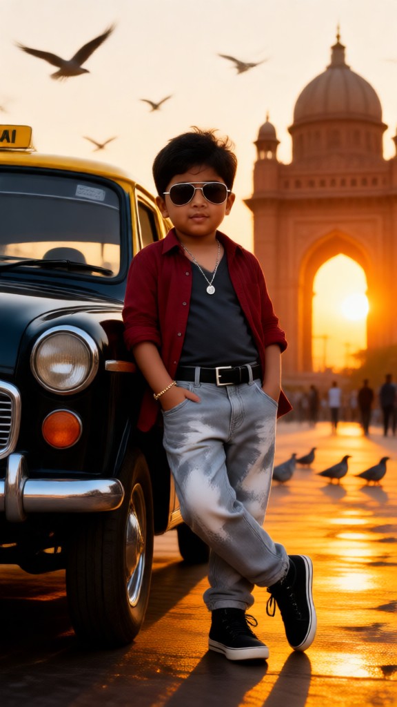 The Teenager and the Flock of Pigeons at India Gate image