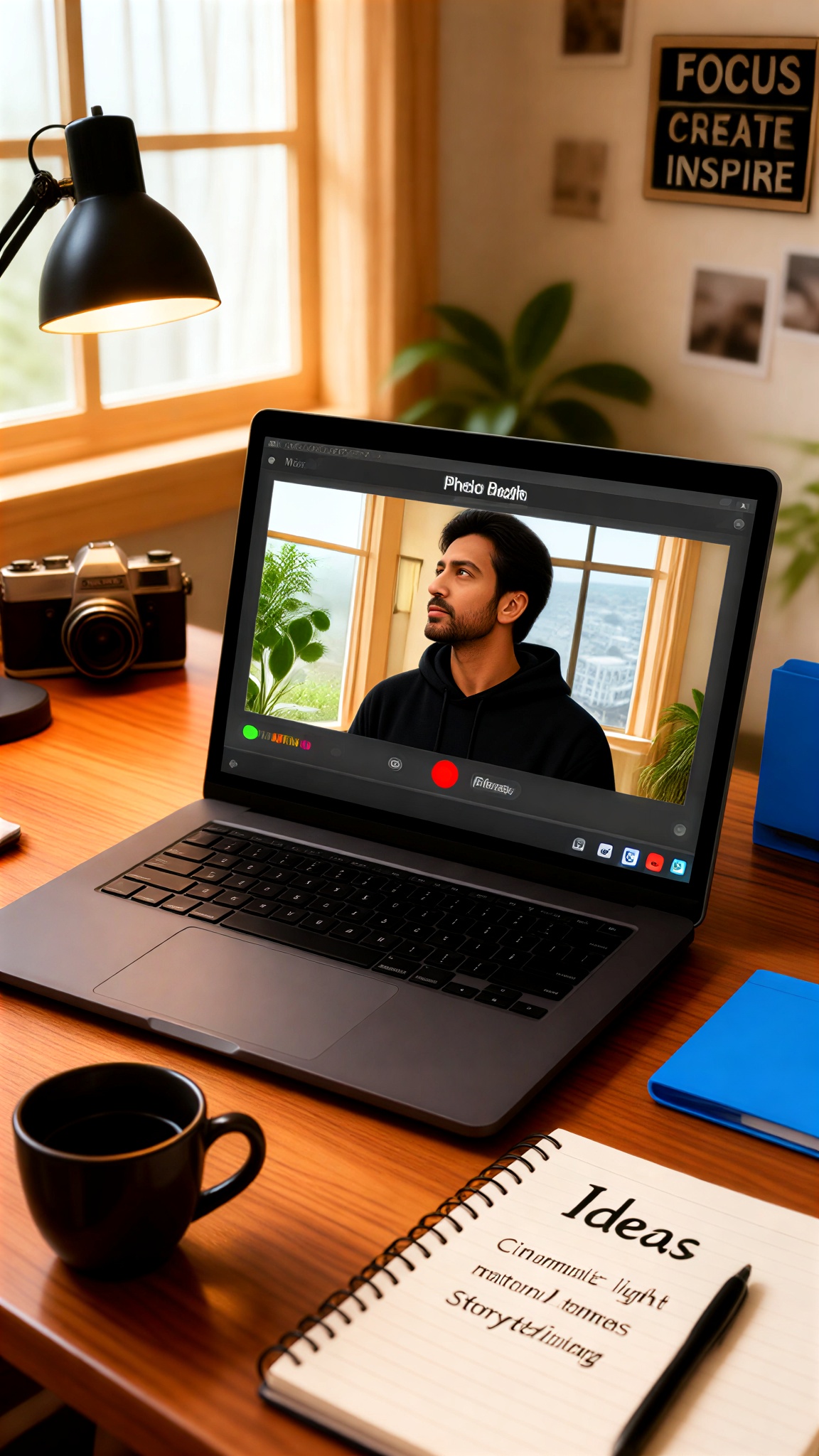 Selfie Scenes on a Laptop Screen image