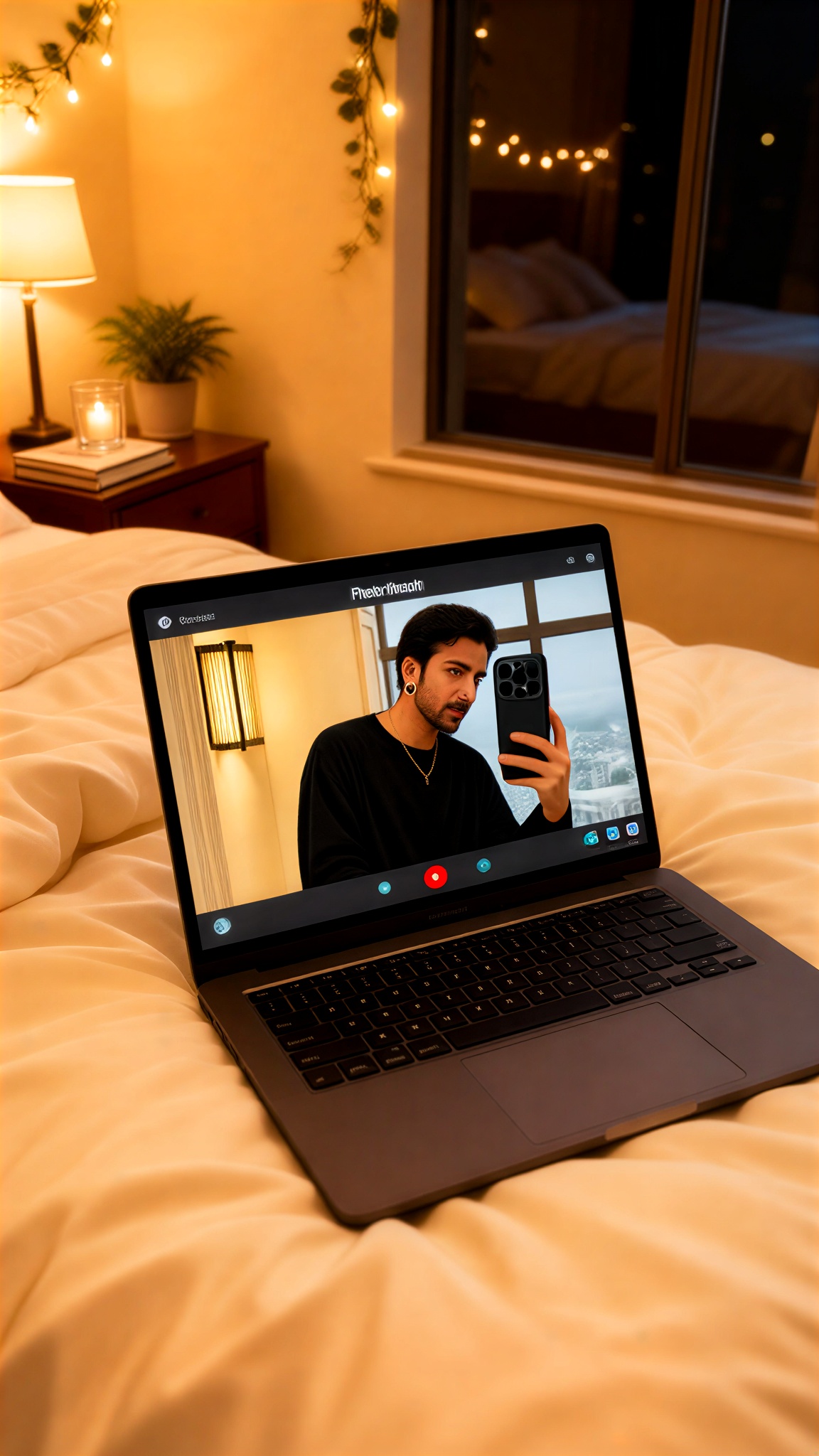 Selfie Scenes on a Laptop Screen image