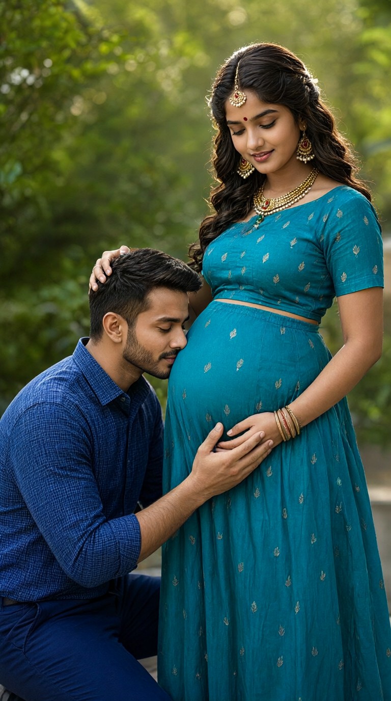 Pregnant Wife & Husband: A Tender Belly Kiss image
