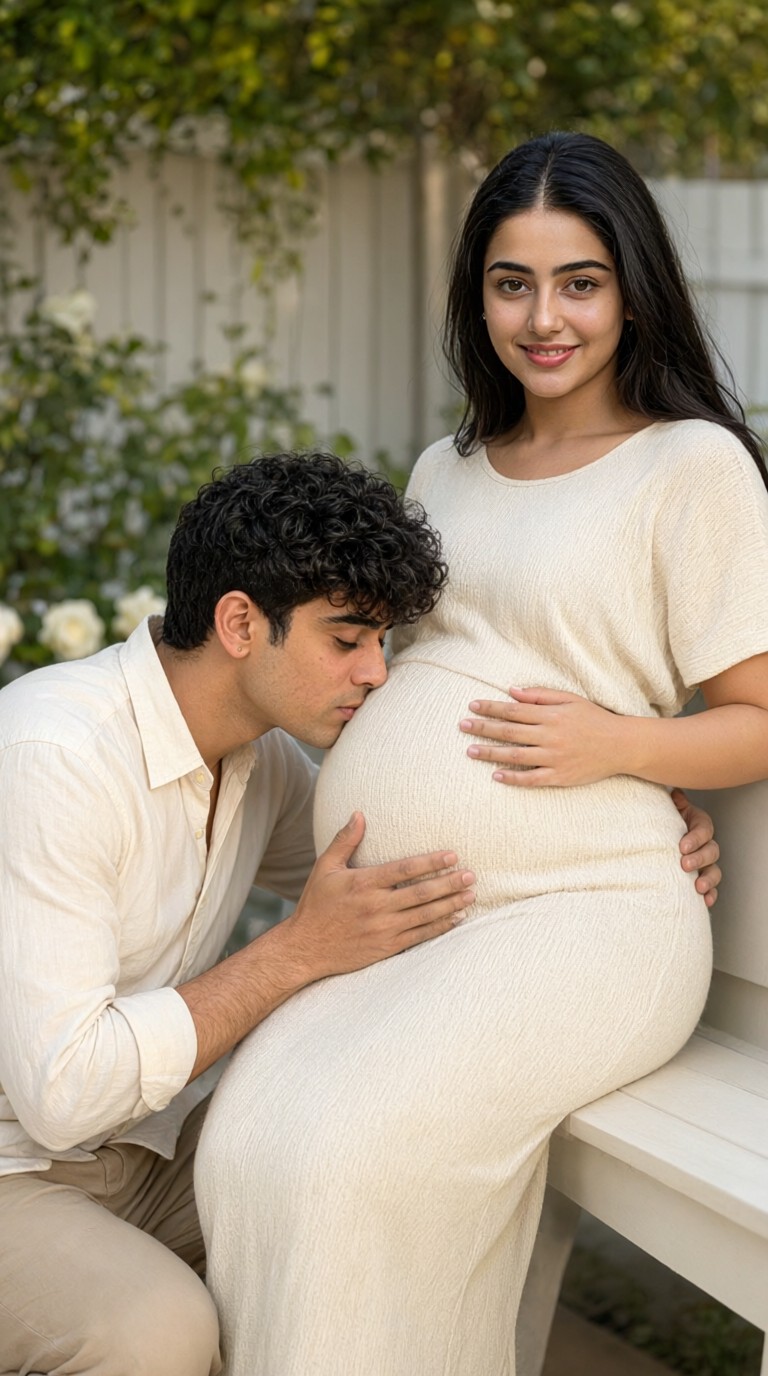 Pregnant Wife & Husband: Hand in Hand, a Belly Kiss image