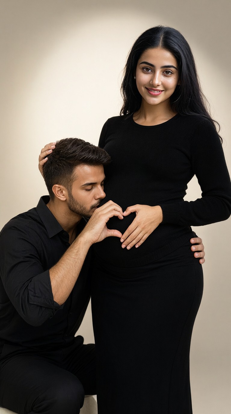 Pregnant Wife & Husband: A Heart and a Belly Kiss image