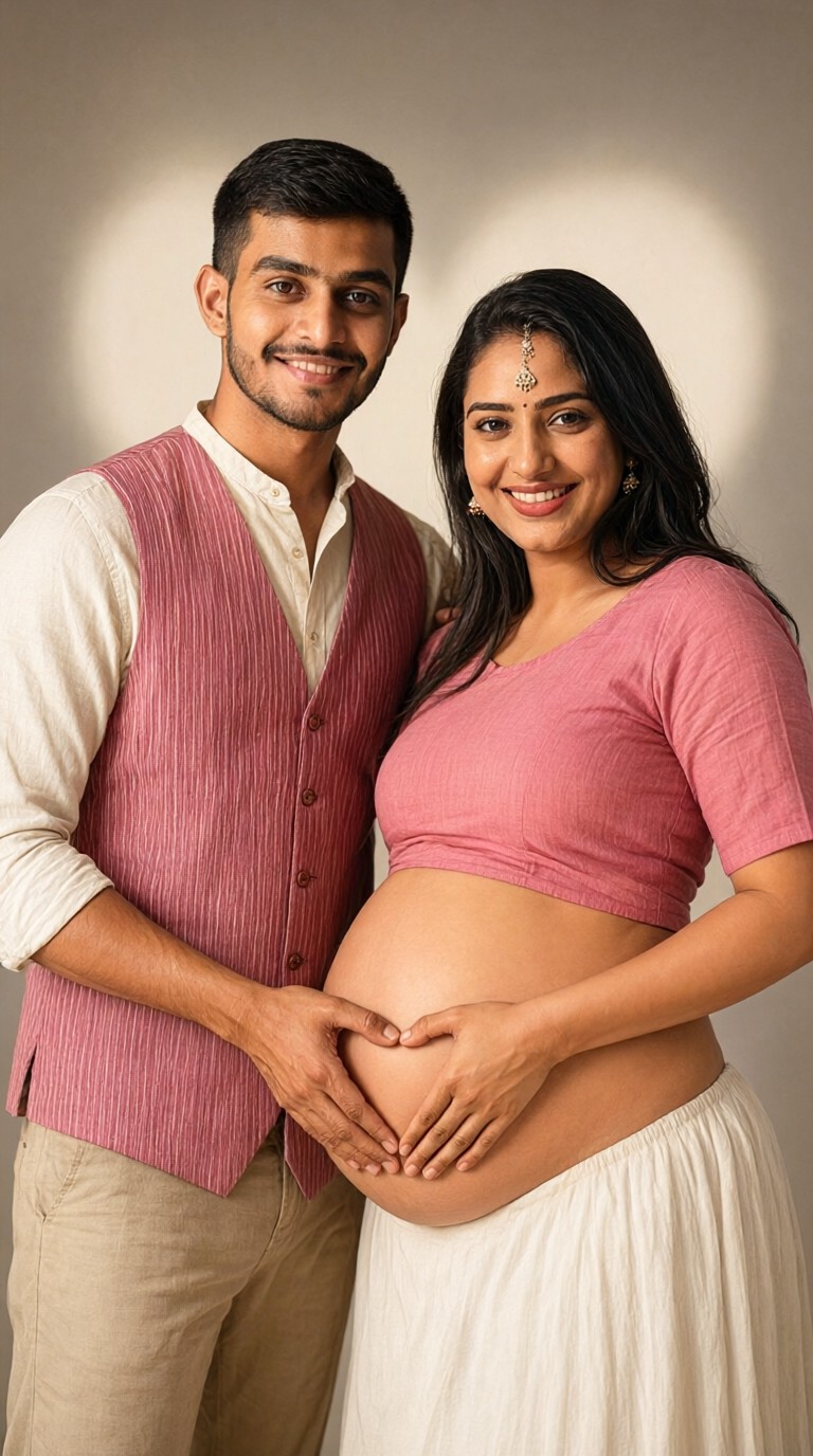 Pregnant Wife and Husband: A Heart on the Belly image