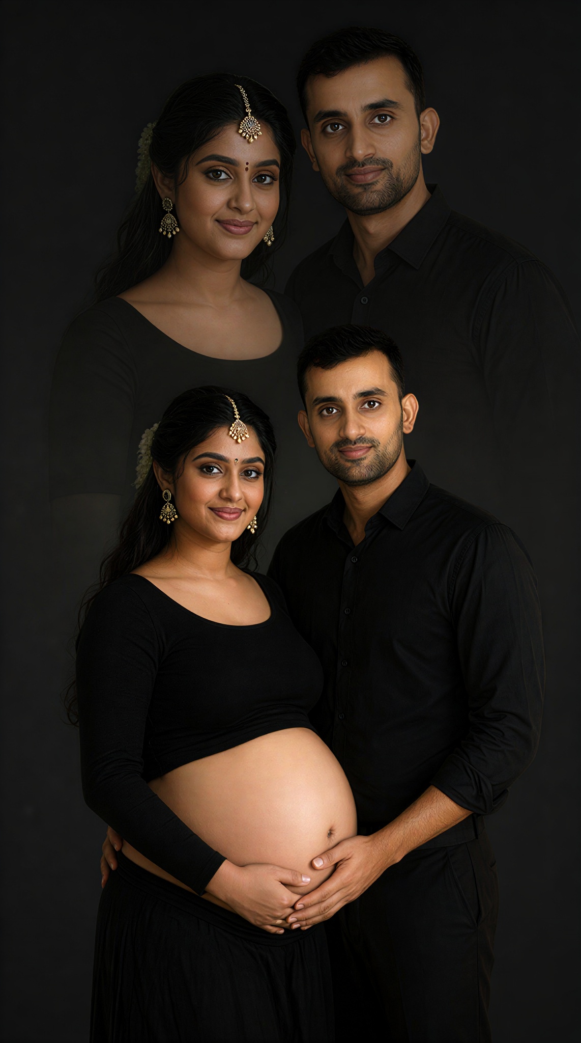Pregnant Wife and Husband: Double-Exposure Maternity Portrait image