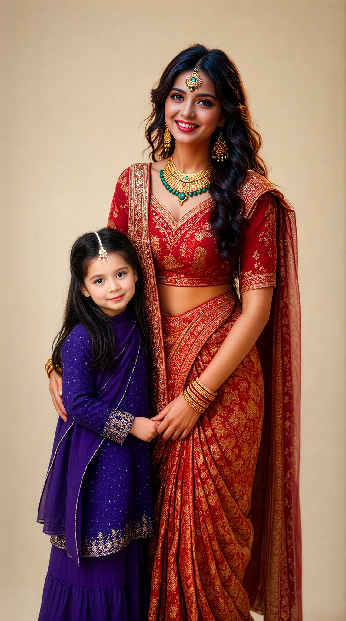 Indian Traditional Mother Child image