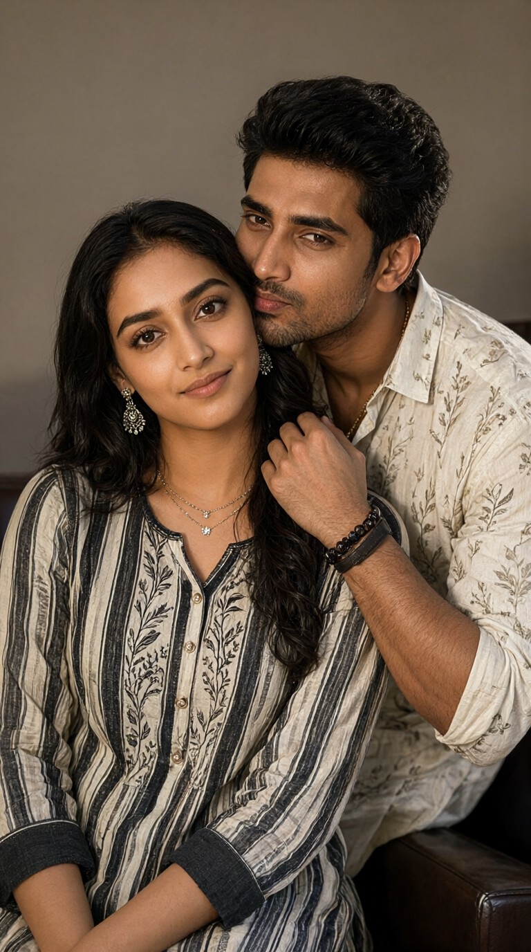 Couple Photo Shoot in Simple Floral Outfits image