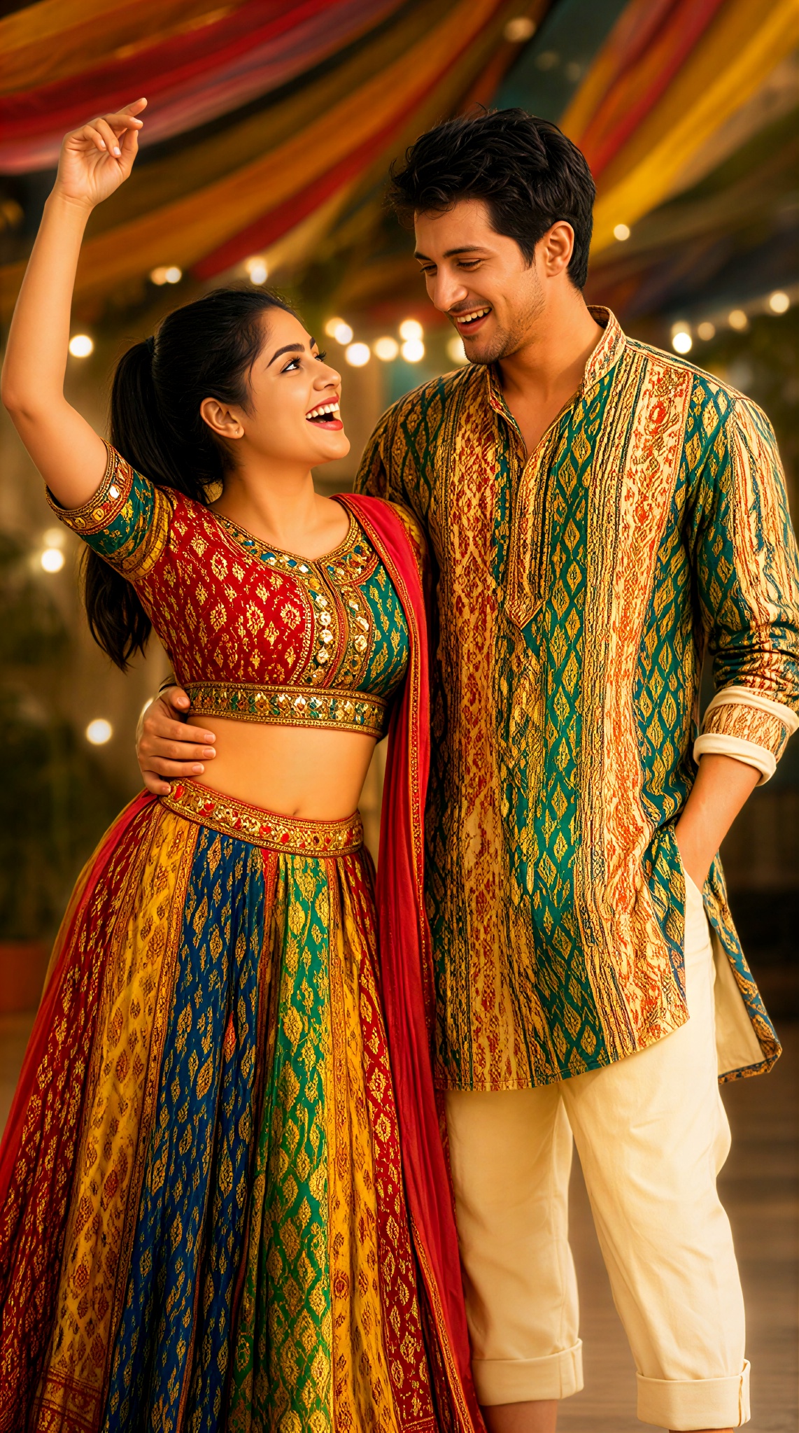 Navaratri Garba Couple in Patchwork image