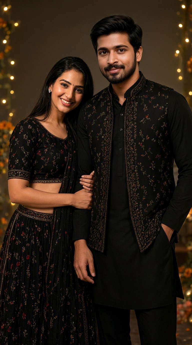Navaratri Garba Couple Arm in Arm image
