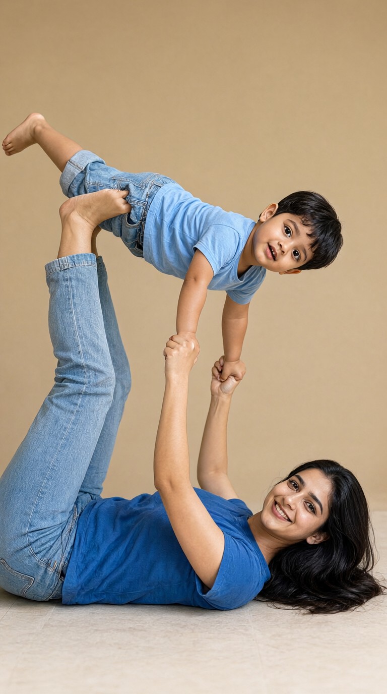 Mother and Son Playing Acrobatics image